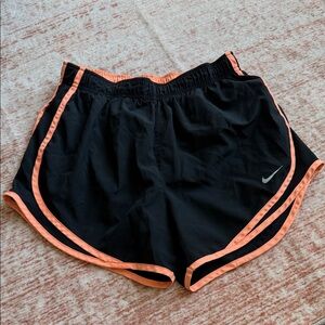Nike Women's Black and Orange Trim Athletic Shorts